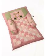 BLOOMING BUDS Cotton Baby Mattress with Bolster Set, Pink (0 to 6 months) L 140 x B 70 x H 10 cm
