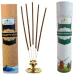 JALLAN Premium Natural Mosquito Repellent Incense Pack of 2 Incense Sticks, Pack(120 Organic Herbal Agarbatti Sticks|2 Fragrances- Lemongrass & Camphor),Free Wooden Stand | Handrolled
