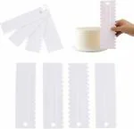 LISHONN Plastic Tall Cake Scraper Cutter Tool for Icing and Decoration | 04 Pcs (Color -White)