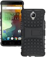 Accessories Kart Oneplus 3 Black Plastic, Polycarbonate Shockproof Kickstand Back Case Cover