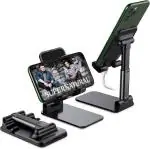 Artmu Black Silicone, Acrylonitrile Butadiene Styrene Adjustable And Foldable Mobile Stand Holder For Mobile Phone And Tablets 9 Inches