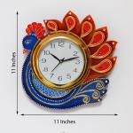 eCraftIndia Handcrafted Papier-Mache Peacock Wall Clock