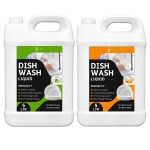 Flisko Dishwash Liquid Green 5L & Orange 5L Burnt Residues | Pet-friendly & Child Safe Liquid Gel | Natural Powder