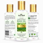 OLDGOA After Bath Indian Basil Body Oil Non Sticky & Non Greasy Massage Oil Winter Body Oil Glowing Skin For All Skin Types Body Lotion & Moisturizer For Women & Men_200 ML