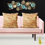 ArtzFolio Yellow Parquet | Cushion Cover Throw Pillow Cover Case for Sofa & Living Room | Cotton Canvas Fabric | 20 x 20 inch (51 x 51 cms); Single Piece