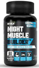 NutriJa Night Muscle Builder | Post Workout Recovery & Sleep Aid | Night Time Muscle Builder Supplement with Melatonin, ZMA, Tongkat Ali (60 Capsules)