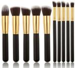 Crazy Girl Gold, Black Synthetic Makeup Brush Set (Set Of 10)