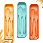 Fennec Mart Portable Utensils Set with Case, Reusable Stainless Steel Cutlery Set, Healthy & Eco-Friendly 3 PCs Knife,Fork,Spoon Cutlery, Ideal for Travel Camping, Office
