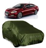 SHIVRAT Presents Semi Waterproof and Dustproof Car Body Cover Compatible With Fiat Viaggio All Variants_Olive Green With Mirror Slots