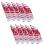 EPIC STORE Assam PolyCotton Unisex Both Side Embroidery Red & White Falicitation Gamusa, Pack of 10