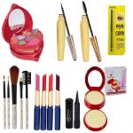 SWIPA Kajal with Makeup Kit with Eyeliner with Mascara with 12hrs Eyecare Kajal with S Makeup Brush with Lipstick with 2in1compact Powder (Pack of 15)