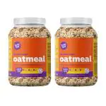 Yogabar No Added Sugar Oatmeal 1kg Pack of 2 - with Alphonso Mango, Chia Seeds and Real Fruits & Berries - Whole Breakfast Oatmeal Cereal - Overnight Oats - with Rolled Oats for Weight Loss | Pack of 2