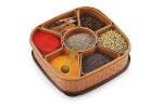 SUVARNA Multicolor Wood Rangoli Dabba for Spices Masala Container