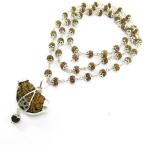 Shivoham Alloy Ek Mukhi Rudraksha Silver Cap Mala 54 Plus 1 Beads Necklace