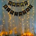Party Propz Birthday Decoration Kit With Black Banner & LED Light -2 Pcs