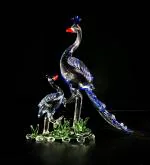 Craftfry Glass Decoration Pair Showpiece in Home Decor Item for Living Room Car Dashboard Items, Mother & Child Love (Peacock)