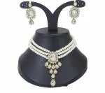 Gyaan Jewels Handmade Gold Plated Alloy Earring and Necklace Set White (Women, Girls) (Pack of 1) Free Size