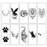 SIMPLY INKED Animal Lover Temporary Tattoo Combo Pack of 10 ,Designer Tattoo for all (Animal Lover Tattoo Pack) Pack of 2