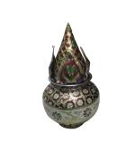ViNishq Silver Mangal Kalash with Coconut with Artificial Leaves for Puja Room| Brass Kalasam for Diwali Aarti, Home Decor,Temple and Decoration Set| Housewarming Gift for Festive Season-(6 Inch)