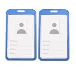 Shining Zon Natural Hard Metal Aluminum Alloy PVC ID Card Holder Badge with Scratch Guard for Office ID Cards Only (Blue Vertical - 1)