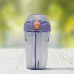 MUMUSO Durable Dual-Use Water Bottle with 2 Straws - Purple / 430 ml