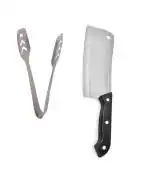 Urban Buy Stainless Steel Momo Tong with Stainless Steel Black Handle Meat Chapper and Multicolour, Pack of 2