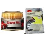 3M Combo of (Cream Wax 220g and Microfiber Yellow Cloth 30x35cm)