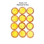 OM Phool Batti Ready to Use Terracotta Wax Free Clay Yellow Cow Ghee Diya Filled with Cow Ghee and Hand Made Cotton Wick for Puja - Pack of 72 Pcs. (Height: 2 CM)