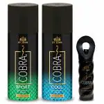 Vi-John ST.JOHN Cobra Deodorant Men Live & Sports Limited Edition Deodorant Spray Long lasting Protection 150ml Each Deodorant for Men and Cobra Eau De Perfume for Men 15ml (Pack of 3)