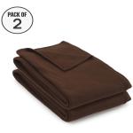 MARSHMALLOW Fleece Solid Single Blanket ( 220 cm x 120 cm ) Pack of 2 - Coffee-