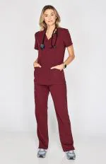 JRD Medical scrub suit, Nurse Uniform Set (Medical scrub suit-Maroon-XXL)