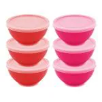 Jaycee Microwave Safe And BPA Free Multicolor Virgin Plastic Multipurpose Bowl With Lid - 300 Ml (Pack Of 6)