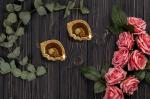 True Decor Brass Om Diya for Puja || Brass Akhand Diya for Diwali Gifting and Home Dcor || Pack of 2 (Antique Gold Finish)