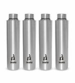 Dhara Stainless Steel Single Wall Insulated Everfresh Fridge Water Bottle Set of 4 Pcs 1000 ml | Airtight Cap | Rust Proof | Slim and Light Weight | Leak Proof | Easy to Carry Steel Water Bottles