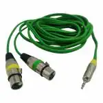 TZ SMART Stereo Audio Cable 5 m 3.5mm 1/8 Inch TRS to 2 XLR Cable, Male to Female Aux to Dual XLR Breakout Cable (Compatible with Laptop, Personal Computer, Tablet, Smartphone, Green, One Cable)