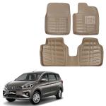 Oshotto 4D Artificial Leather Car Floor Mats For Maruti Suzuki Ertiga 2018-2022 - Set of 5 (Complete Mat with 3rd Row and Dicky) - Beige
