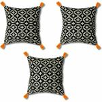 Ejaz Trading co Black Cotton Cushion Covers (45x45 cm) (Pack Of 3)