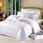 Maple Linens Super King White Striped Microfiber Bedsheet with Pillow Cover (10 x 10 cm)