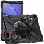 ProElite Cover for Samsung Galaxy Tab S9/S8/S7 11 inch Cover Case, Rugged 3 Layer Armor case Cover for Samsung Galaxy Tab S9/S8/S7 11 inch with S Pen Holder, Hand Grip and Rotating Kickstand, Black