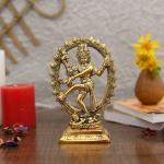 CraftVatika Metal Shiva Idol Natraj Statue For Home Decor - Gold Plated Dancing Shiva Showpiece