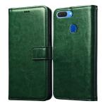 Casotec Premium Leather Kickstand Wallet Flip Case Cover with Magnetic Closure for Realme 2 - Green