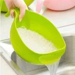 TENEZA Water Strainer or Washer Bowl for Rice Vegetable & Fruits (Pack of 1) (Rice Bowl) (Pack of 1, Green)