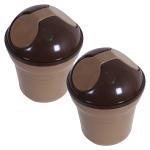 Kuber Industries Table Dustbin|Durable Plastic Small Desktop Garbage Bin with Swing-Lid|Countertop Trash Can For Study Table, Office, 3 Ltr, Pack of 2 (Brown)