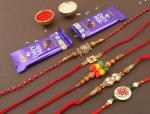 SurpriseForU Premium Set Of 5 Rakhis With 2 Cadbury Dairy Milk Chocolates| Rakhi Chocolate Gift For Brother| 006