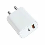 Ziox Zoom 20W USB & Type-C Dual Output PD Super Fast Charger Wall Adapter Quick Charge 3.0 & Power Delivery 3.0 Compatible for iPhone 13/13 Mini/13 Pro Max/12/12 Pro Max, iPad Mini/Pro, Pixel, Galaxy, Airpods Pro (Adapter Only)