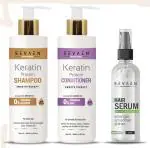 Sevaen Keratin Smooth Shampoo, Conditioner And Professional Hair Serum For Men And Women - 3 Pc