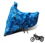 MOCKHE Waterproof Bike Cover Compatible with Jawa Forty Two -(Fabric:-Polyester, Color:-Blue Military Jungle)