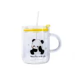 MUMUSO Cute Panda Dual-Use Glass Mug With Straw - 700 ML