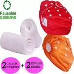 Swito Mart Baby Reusable Cloth Diaper, Washable Adjustable Infant 2 NAPPY with 2 INSERT PAD ()