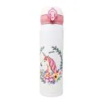 SAMVARDHAN Stainless Steel Unicorn Sipper Round Shape Theme/Water Bottle for Kids/Flask/Insulated Bottle for School/Insulated Bottle for Office 500 ML White & Pink